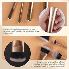 4Pcs Face Base Makeup Brushes, Vegan Soft for Foundation Highlight Concealer & Contour for Blending & Buffing, Pro Makeup Brush Set(Golden)