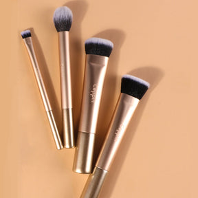 4Pcs Face Base Makeup Brushes, Vegan Soft for Foundation Highlight Concealer & Contour for Blending & Buffing, Pro Makeup Brush Set(Golden)