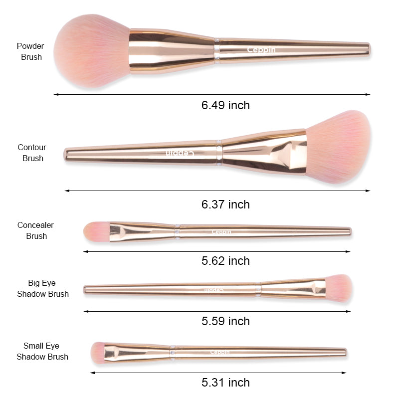 5 Pcs Golden Professional Makeup Brush Set