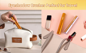 Ceppin 5Pcs Eyeshadow Brush Set, Portable Eye brushes, Premium Travel Eye Makeup Brush, Eyeliner Brush (Golden)