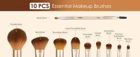 Professional Makeup Brushes 10Pcs, Premium Synthetic Make Up Brush Set, Powder Foundation Contour Blush Concealer Eye Shadow Blending Liner Makeup Brush Kit