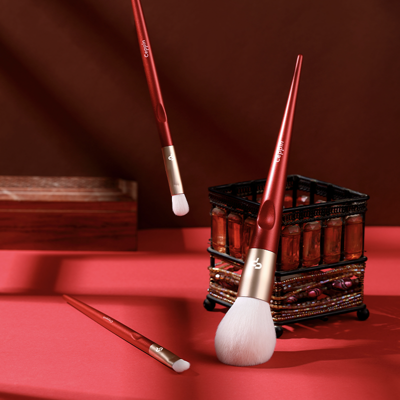 10 Pcs Red Soft Pro Makeup Brush Set